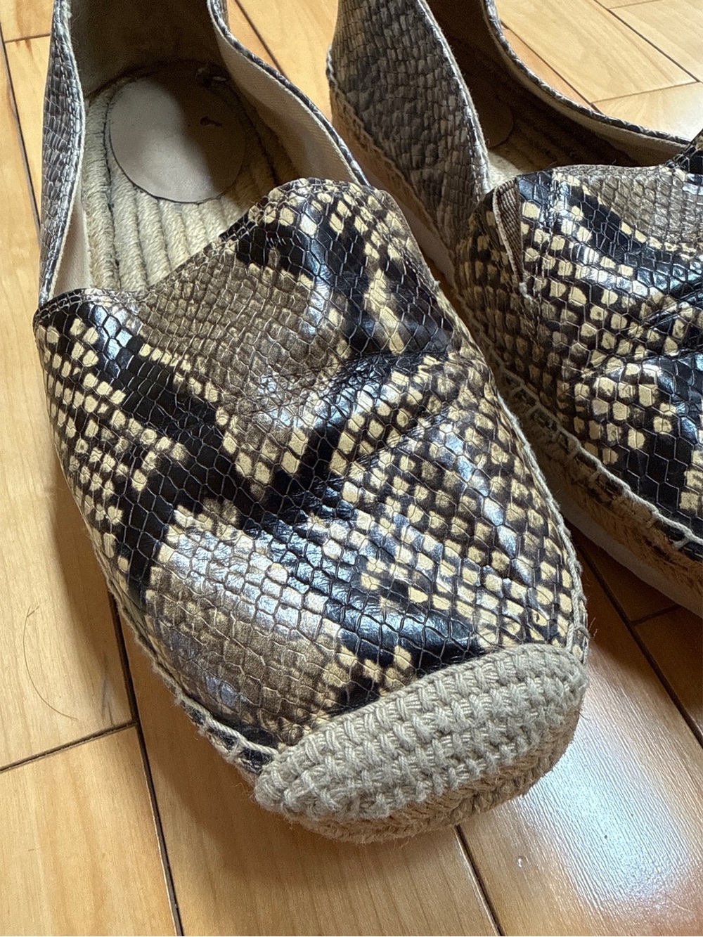 Snake Print Espadrille Flats - Neutral Python Pattern - Picture 3 of 6